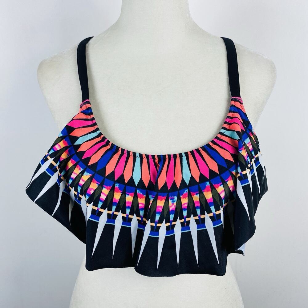 Victoria's Secret PINK Bikini Top Medium Printed Ruffle Strappy Back